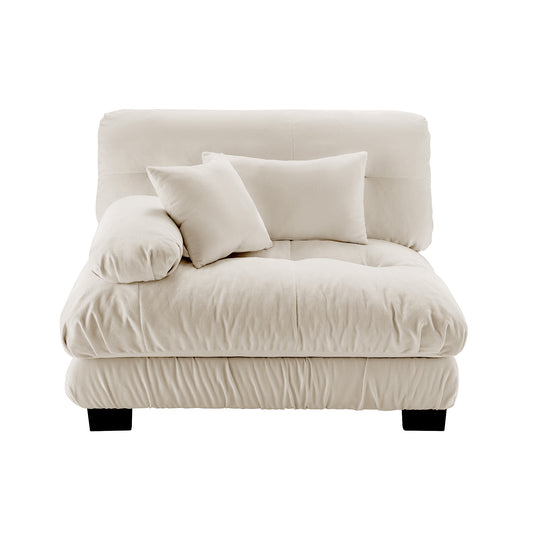 27 inch armless modular sofa in light coffee chenille with two pillows front view
