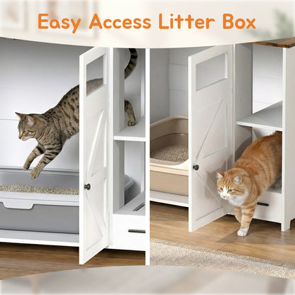 Hidden Cat Litter Box Enclosure Furniture – Large Dog-Proof Litter Box Cabinet with Power Strip, Compatible with Large Self-Cleaning Litter Boxes image 8