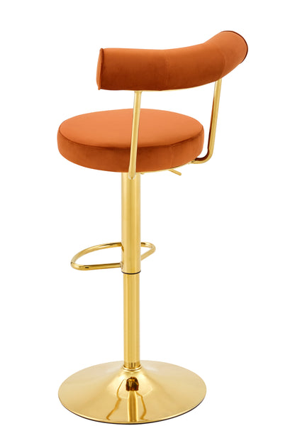 Soft Velvet Upholstered Swivel Adjustable Bar Chair with electroplated gold legs - Dining Room Living Room Bar Cafe Reception Desk Bar Stool(Rusty Orange, Set of 2) image 9