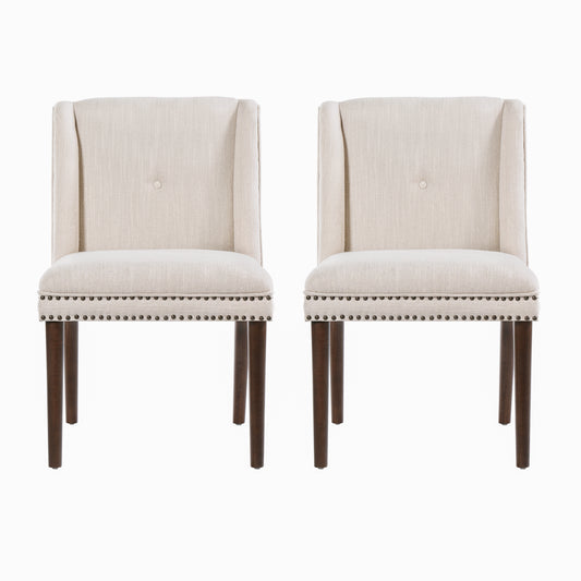 Light Luxury Rivet Upholstered Dining Chair Set of 2 - Front View