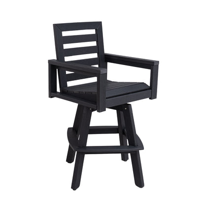 Outdoor Swivel Bar Stools, Carbon HDPE High-Density Polyethylene Patio Bar Chair with 360° Swivel & Ladderback, All-Weather Bar Height Stool for Deck, Porch, Poolside, Hot-Embossed Wood Grain image 9