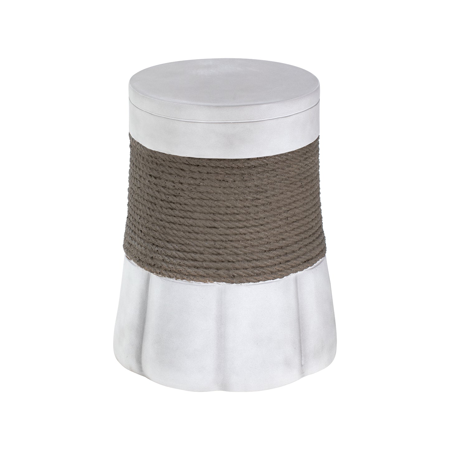 Outdoor Light Gray & Brown Retro Woven Rope & Fan-Base MGO Side Table – End Table for Home, Office, Living Room & Outdoor image 11
