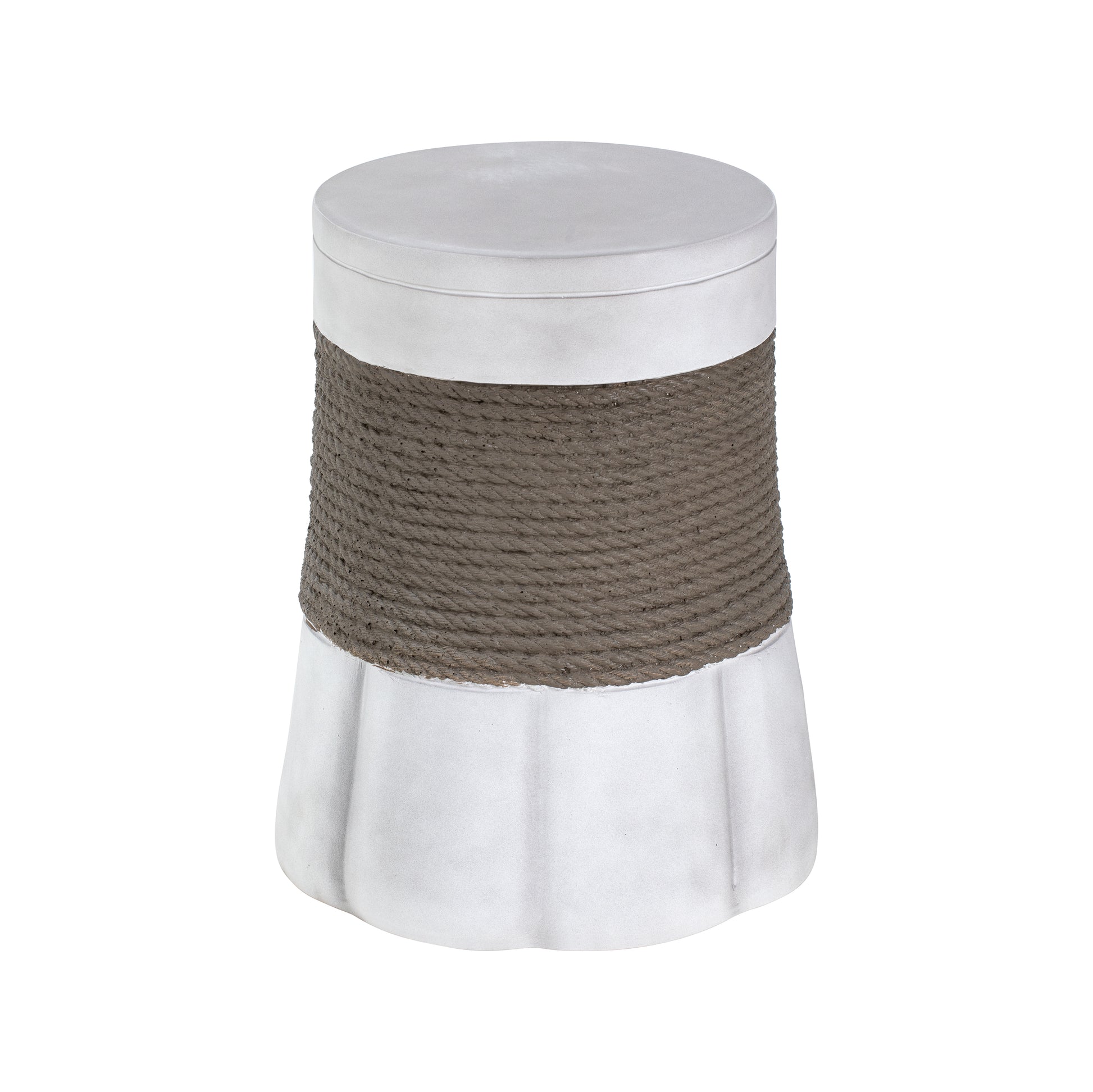 Outdoor Light Gray & Brown Retro Woven Rope & Fan-Base MGO Side Table – End Table for Home, Office, Living Room & Outdoor image 11