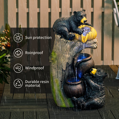Bear Outdoor Water Fountain with LED Lights Cascading Fountains Outdoor for Patio Yard Balcony 23.62'' Garden Fountains Outdoor and Outdoor Water Fountain Decor image 5
