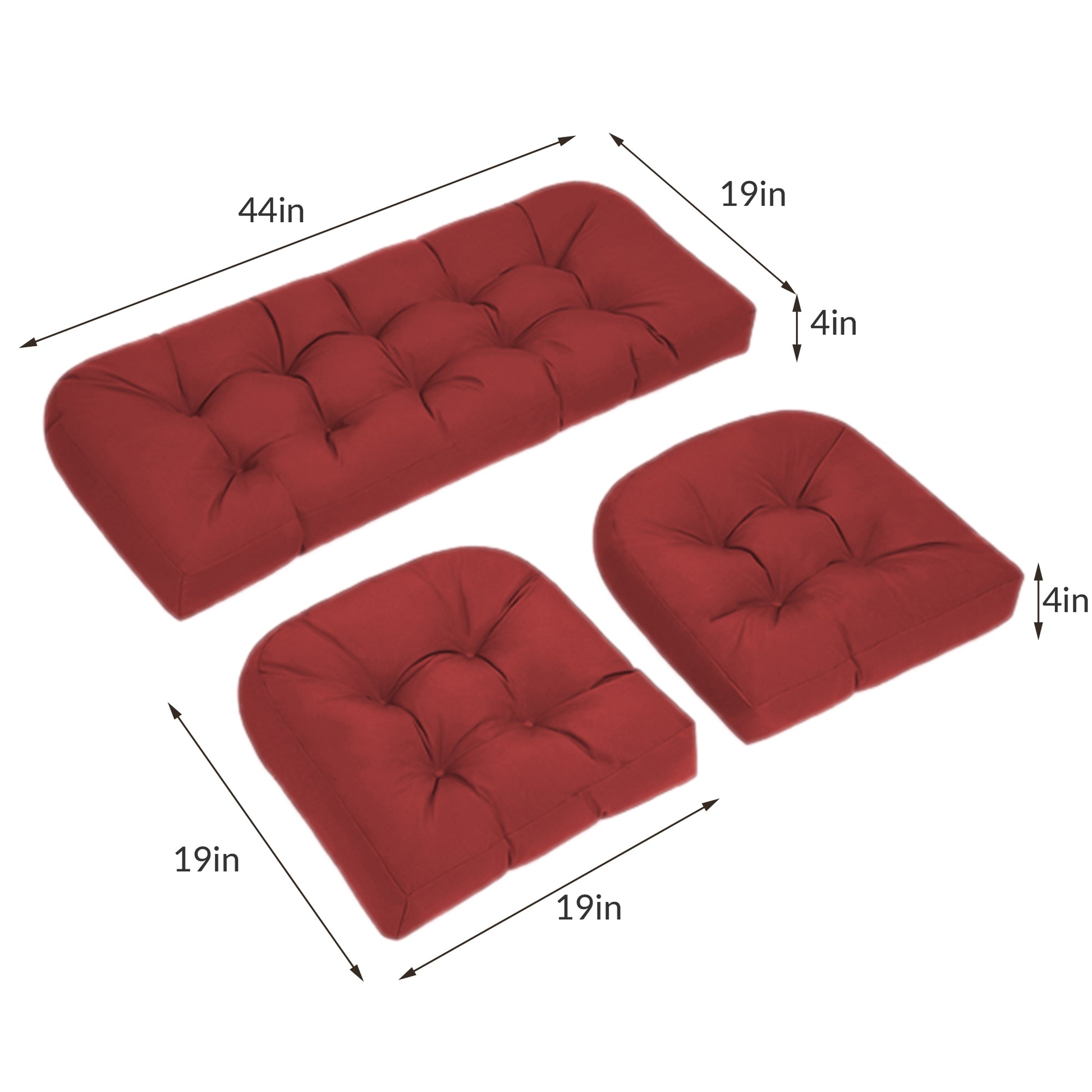Wicker Chair Cushions Set of 3. Anti-Slip/Waterproof Patio Furniture Chair Cushions. Tufted Outdoor Furniture Cushions 4 Inch Extra Thick. image 9