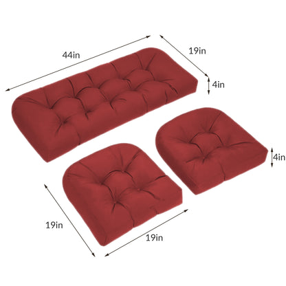 Wicker Chair Cushions Set of 3. Anti-Slip/Waterproof Patio Furniture Chair Cushions. Tufted Outdoor Furniture Cushions 4 Inch Extra Thick. image 9