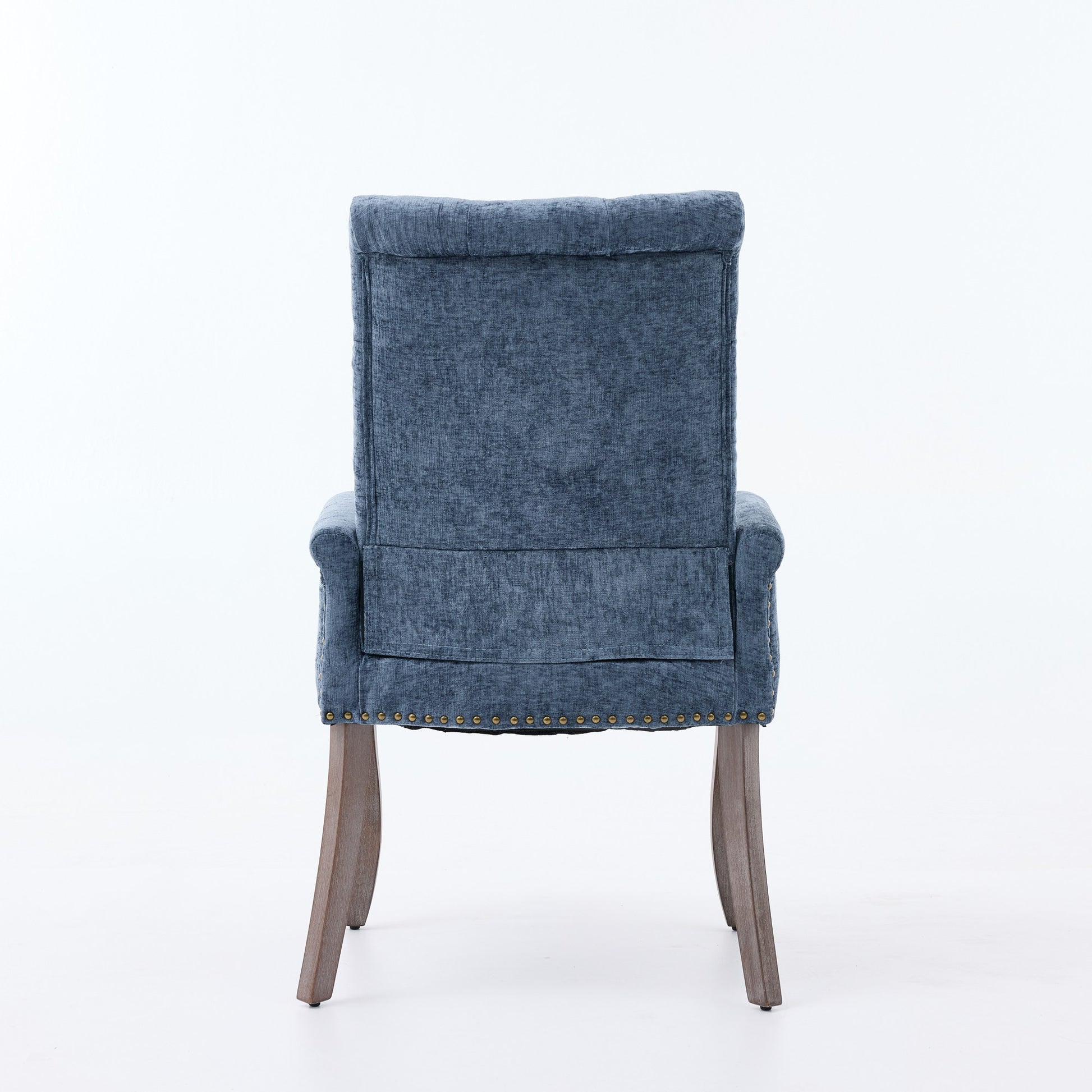 Upholstered Chenille Fabric Accent Dining Chair, Curved Solid Wood Legs, Elegant Tufted Club Dining Room Kitchen Room Arm Dining Chair, Single Pack,Blue,SW1895BL image 7