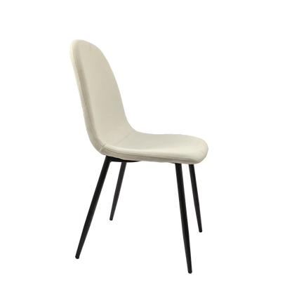 Dining Chairs Set of 4, Modern Accent Chairs with Linen Fabric Upholstered Seat, Spoon Shape Kitchen Chair with Black Metal Legs Dining Side Chairs for Dining Room Kitchen (Beige) image 10