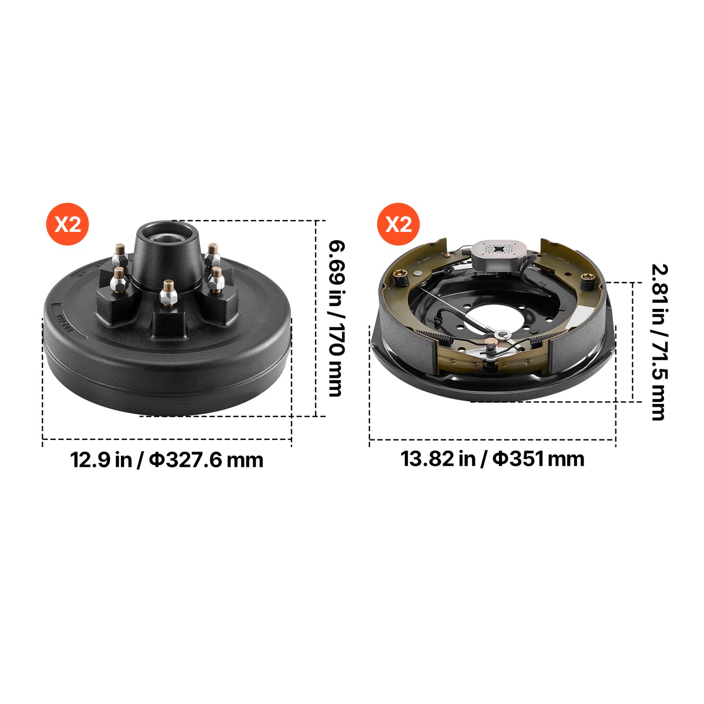 Electric Trailer Brake Assembly, 12 x 2 Inch, 1 Pair Self-Adjusting Electric Brakes Kit for 6000 lbs Trailer Axle, Backing Plates for Braking System Part Replacement, Fit for Trailers, RVs image 6