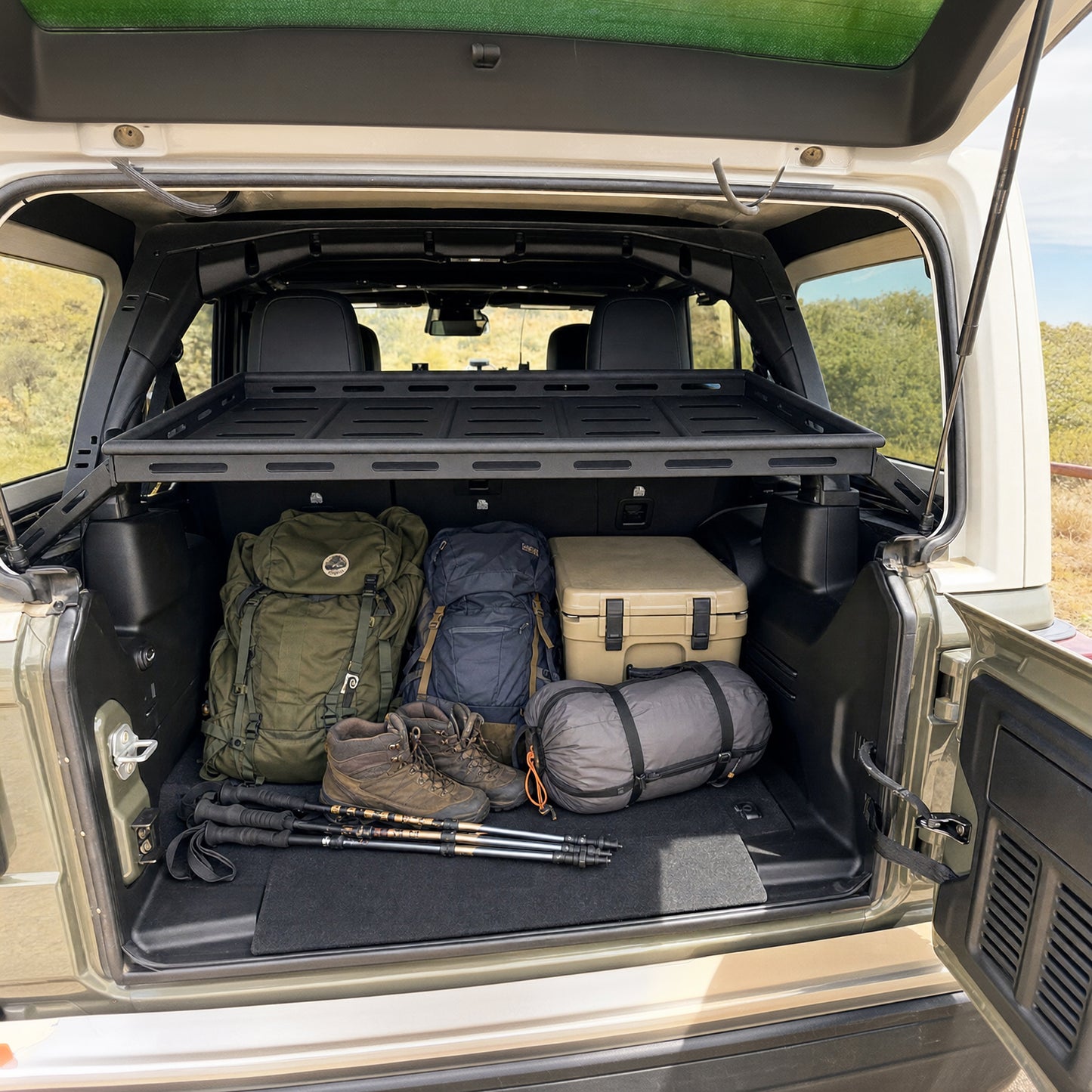 Black Rear Trunk Cargo Rack Basket Tray For 2007-2026 Jeep Wrangler JK JL Unlimited 4-Door (Exclude Sky One-Touch Power Top) Hardtop Heavy Duty Steel Interior Storage image 10