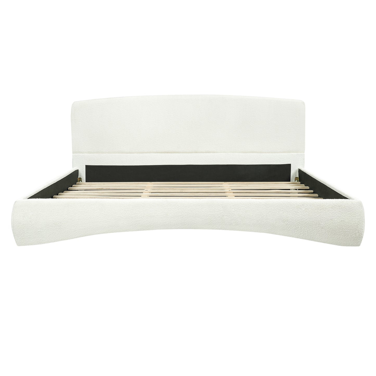 Curved Upholstered Bed with Smart Ambient Lighting,Cream,King image 4
