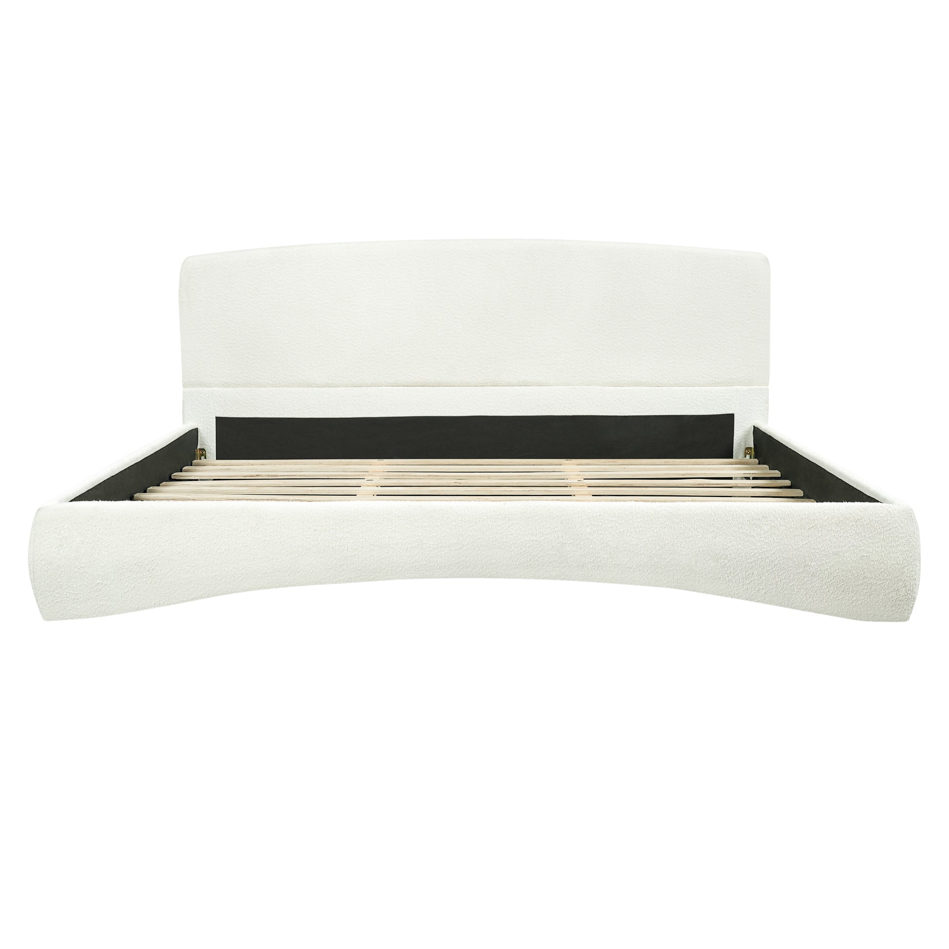 Curved Upholstered Bed with Smart Ambient Lighting,Cream,King image 4