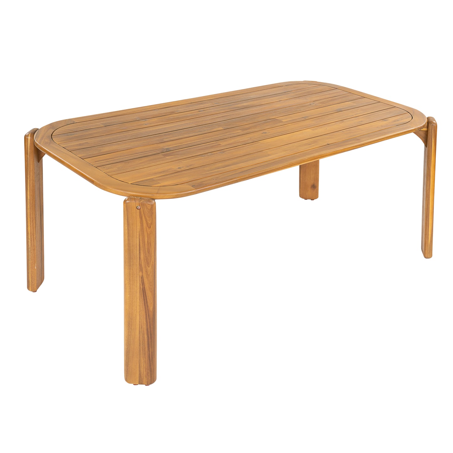 Kaja Outdoor Acacia Wood Dining Table, Teak Finish with Slat Design image 3