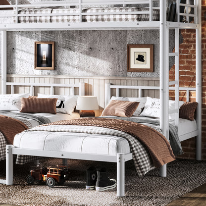 Twin over Twin & Twin Bunk Beds for 3, Twin XL over Twin & Twin Bunk Bed Metal Triple Bunk Bed, White image 5