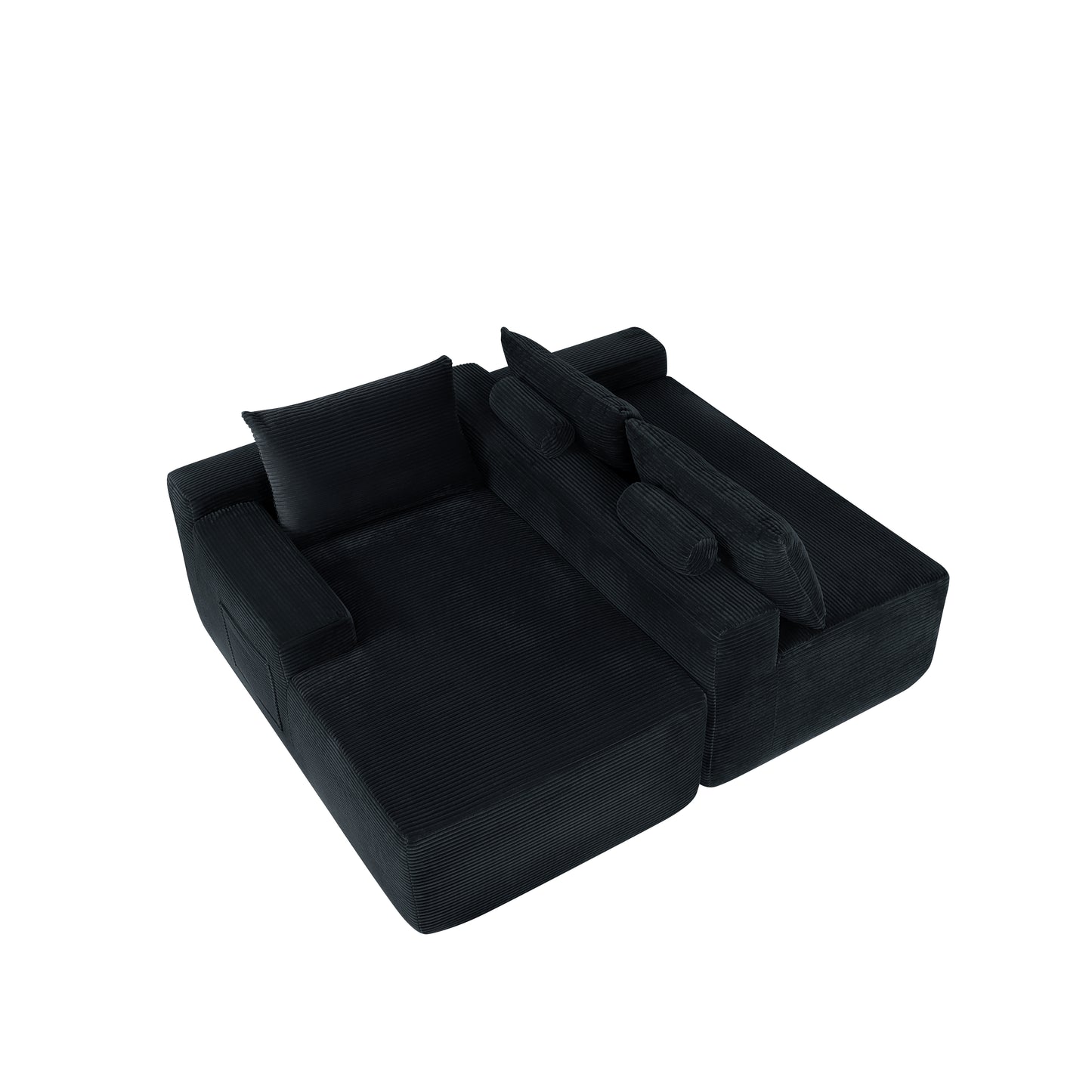 NEW2-96.9" Cloud Sectional Couch with L-Shape Chaise,Modern Modular Sofa with Deep Seat, Upholstered Couches for Living Room Bedroom,No Assembly Required, (Corduroy Fabric),Black image 9