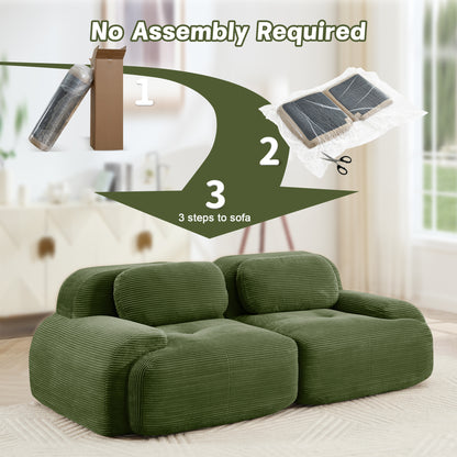 82'' loveseat sofa in luxuryCorduroy Fabric modular for free combo separation curved armrests,anti-slip design high-resilience sponge fits living rooms bedrooms Audiovisual Room,Olive green image 11