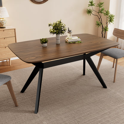 Wood Dining Table,Walnut+Black image 1
