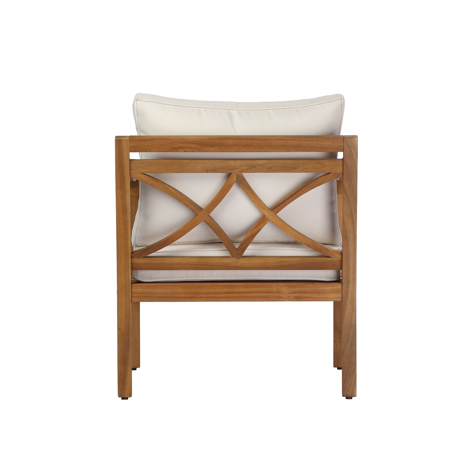 Acacia wood patio furniture club chair,24" deep seat design with soft cushion, suitable for porches,gardens,backyards,and balconies (Teak Finish+Beige Cushion). image 7