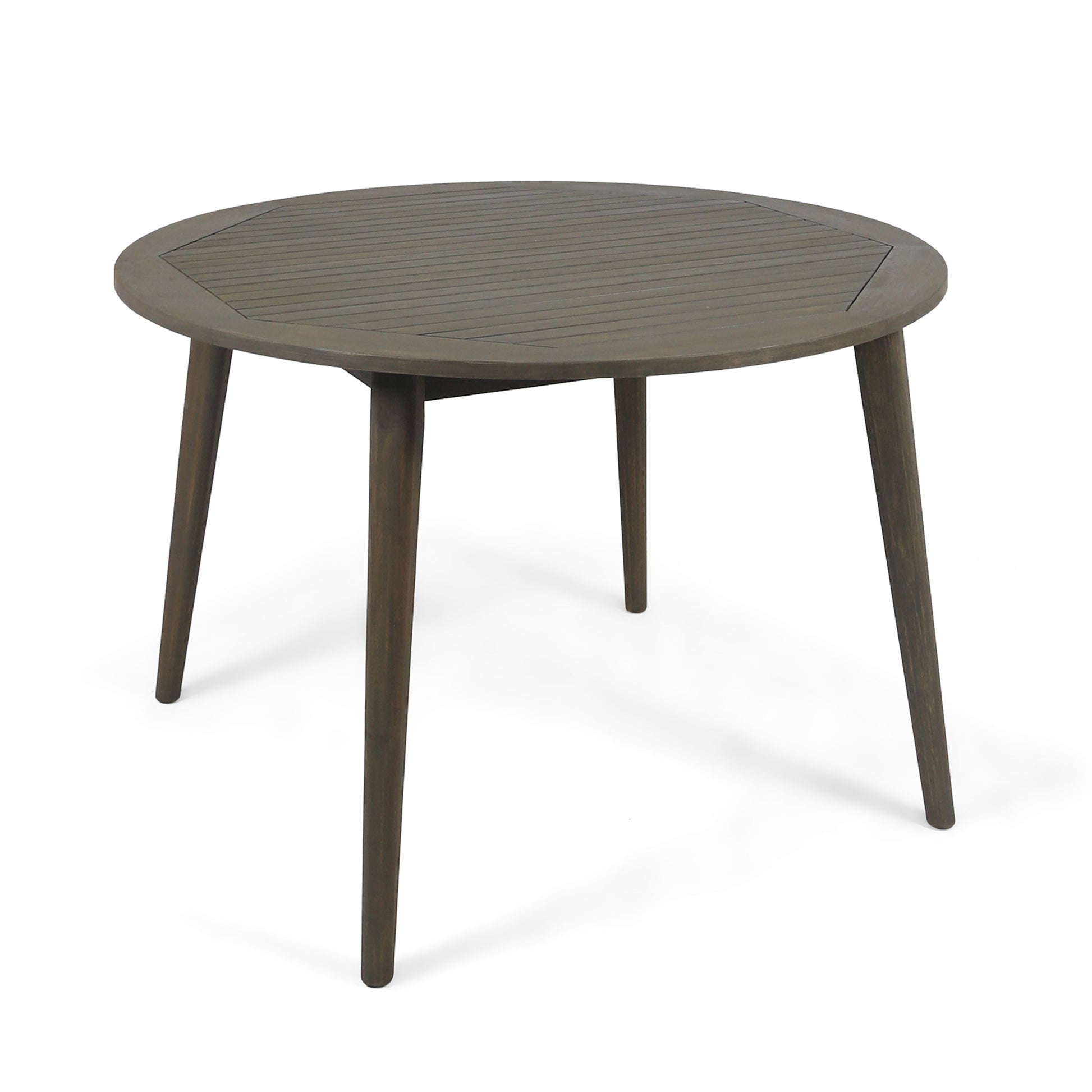 Round Acacia Wood Dining Table, Grey Finish, 47.25" Outdoor Patio Table with Slatted Top, Weather Resistant, 30" Height, for Backyard Garden(Original SKU:63119.00GRY) image 6
