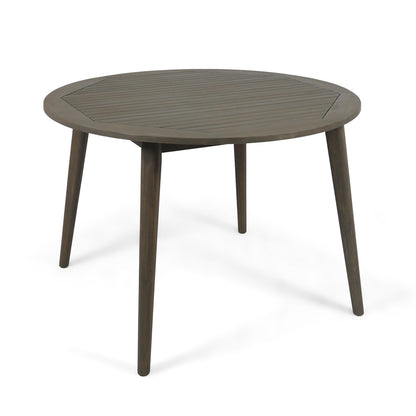 Round Acacia Wood Dining Table, Grey Finish, 47.25" Outdoor Patio Table with Slatted Top, Weather Resistant, 30" Height, for Backyard Garden(Original SKU:63119.00GRY) image 6
