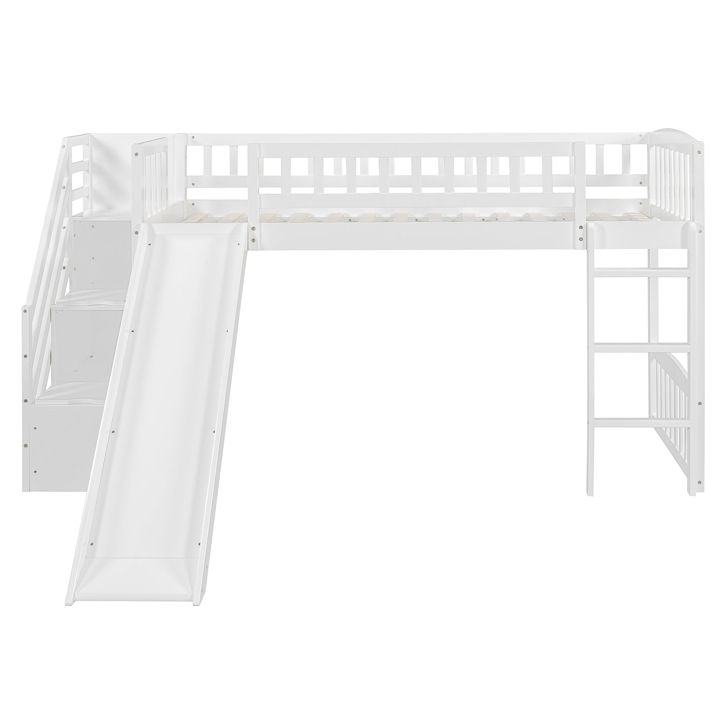 Stairway Twin Size Loft Bed with Two Drawers and Slide, White(OLD SKU:LT000515AAK-1) image 12