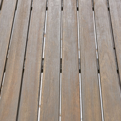 Round Acacia Wood Dining Table, Grey Finish, 47.25" Outdoor Patio Table with Slatted Top, Weather Resistant, 30" Height, for Backyard Garden(Original SKU:63119.00GRY) image 9