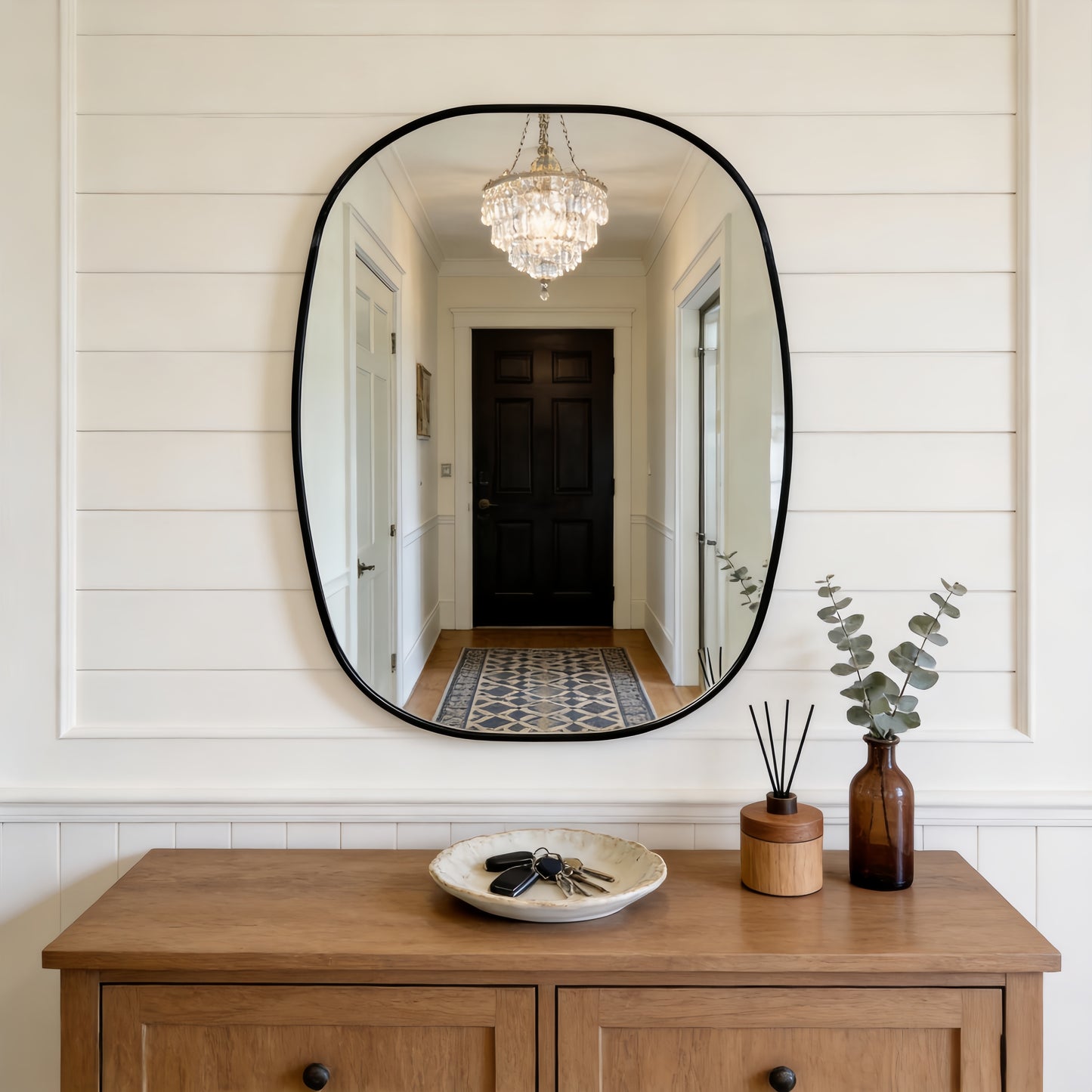 24x32 in Black Metal Framed Oval Vanity Bathrrom Mirror for Wall image 1