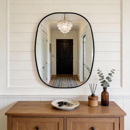 24x32 in Black Metal Framed Oval Vanity Bathrrom Mirror for Wall image 1