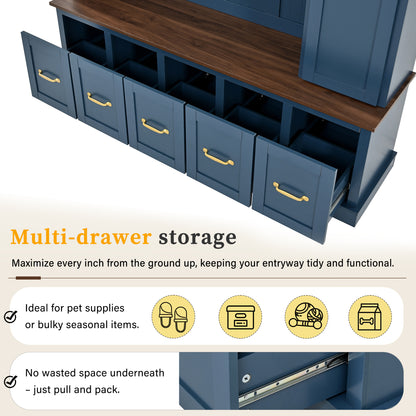 U-Can Entryway Hall Tree with Coat Hooks, Shoe Bench & Drawer Storage Cabinet image 8