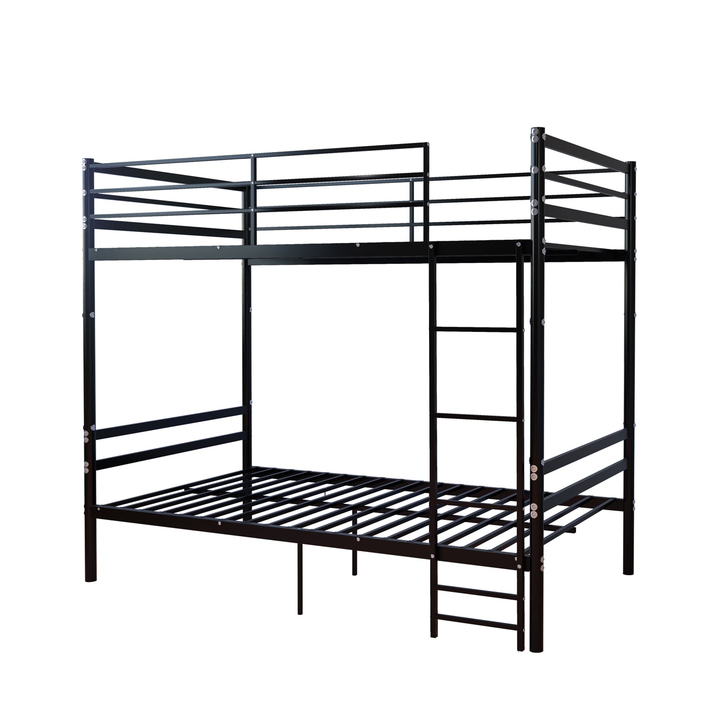 Bunk Bed Twin Over Twin for Kids/Teens/Adults Duty,13.7 inch High Safety Guardrail,One layer with 19 bars and support 600LBS, Sturdy Ladder, Big storage space under the bed,Convertible 2 Beds,Black image 8