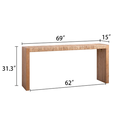 69" Natural Seagrass Console Table – Handwoven Top with Engineered Wood Frame image 6