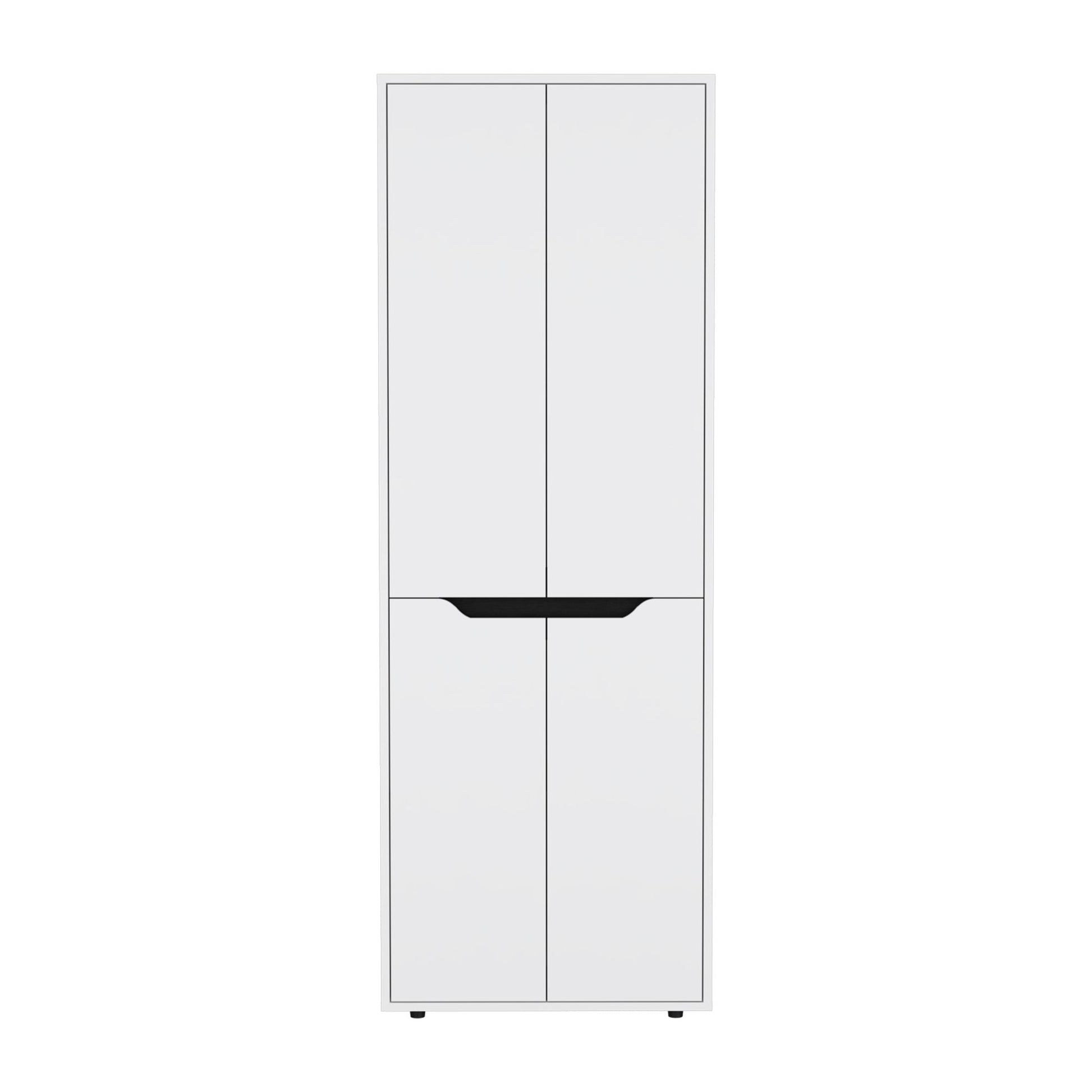 67"H Kitchen Storage Cabinet, with Four Doors and Five Interior Shelves,White/Black image 5