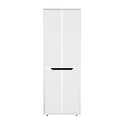 67"H Kitchen Storage Cabinet, with Four Doors and Five Interior Shelves,White/Black image 5