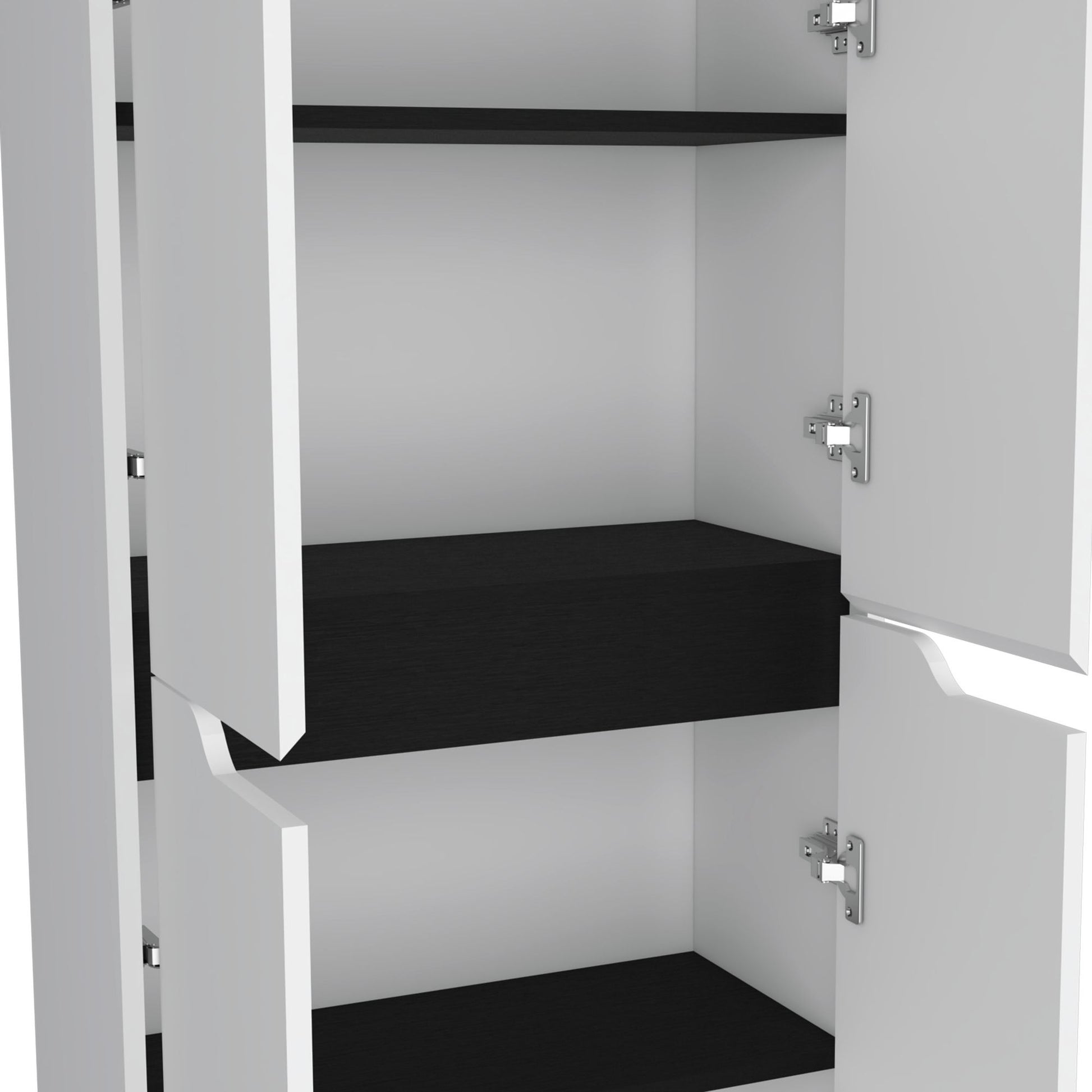 67"H Kitchen Storage Cabinet, with Four Doors and Five Interior Shelves,White/Black image 6