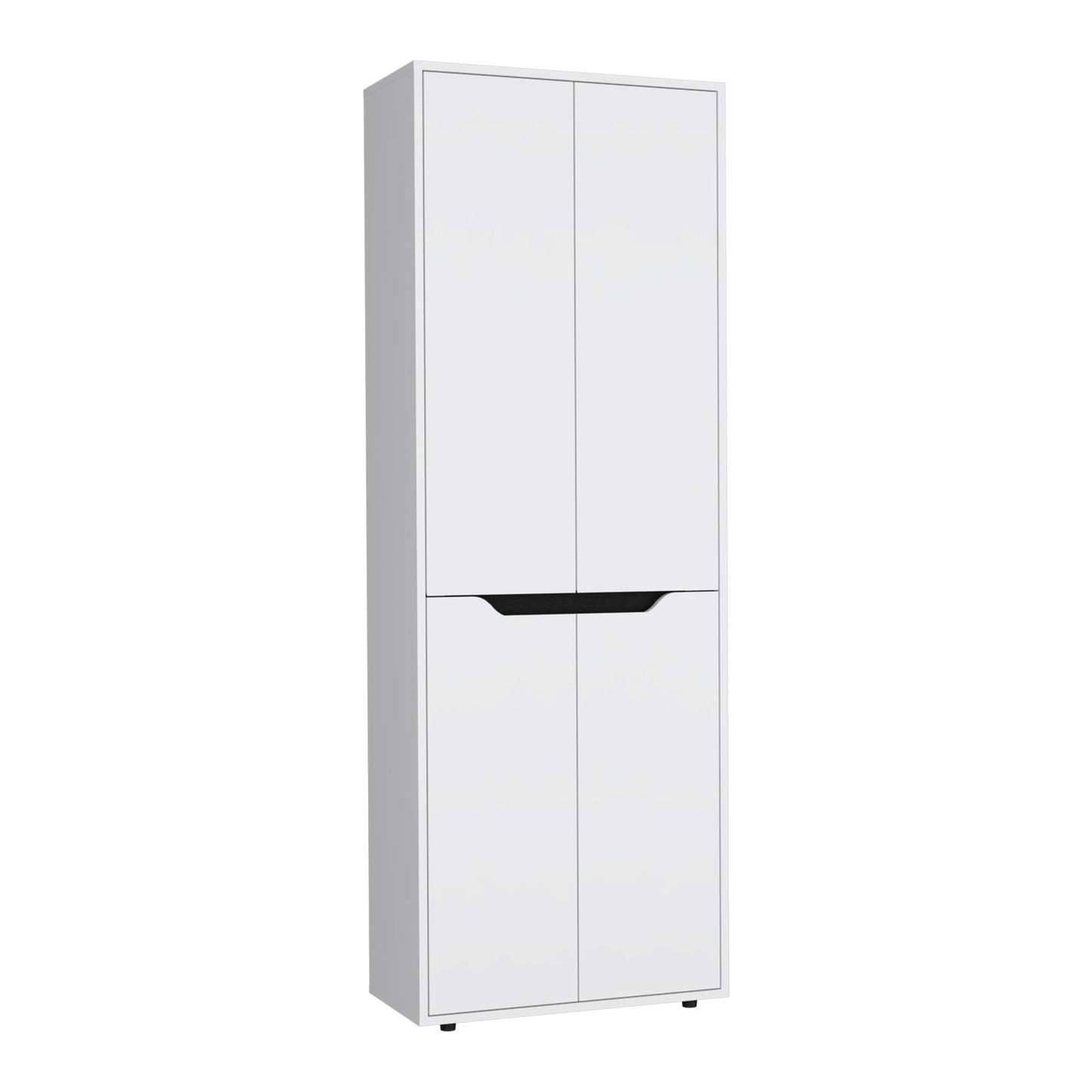 67"H Kitchen Storage Cabinet, with Four Doors and Five Interior Shelves,White/Black image 2