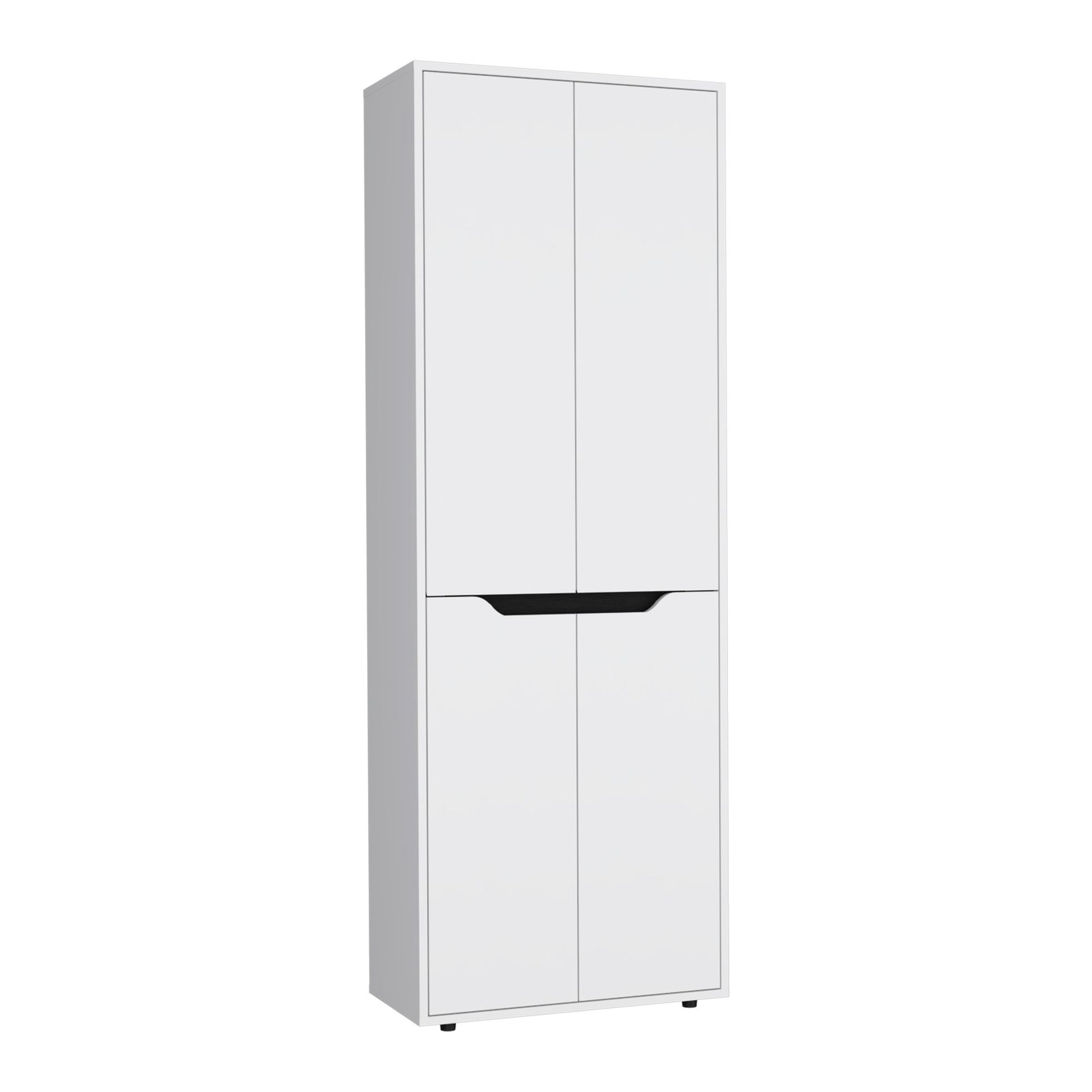 67"H Kitchen Storage Cabinet, with Four Doors and Five Interior Shelves,White/Black image 2