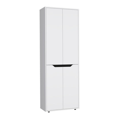 67"H Kitchen Storage Cabinet, with Four Doors and Five Interior Shelves,White/Black image 2