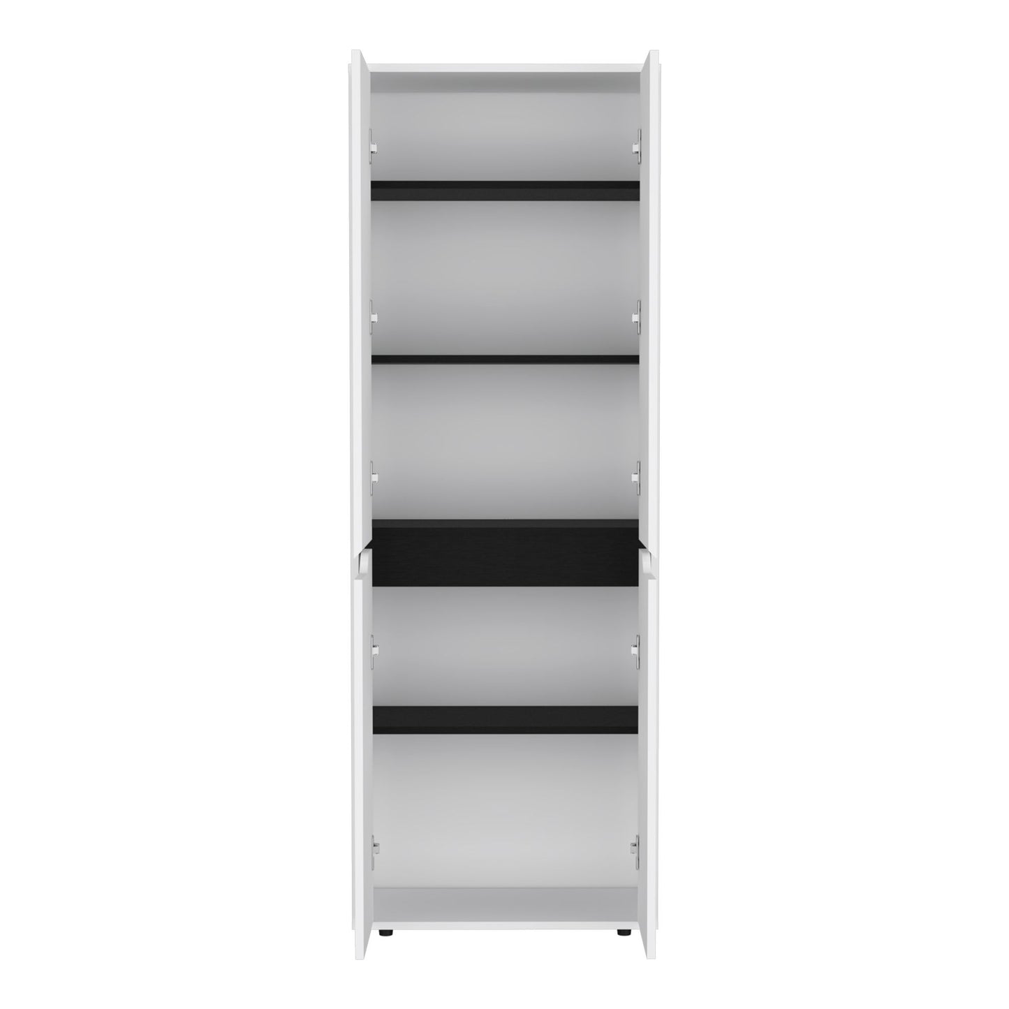 67"H Kitchen Storage Cabinet, with Four Doors and Five Interior Shelves,White/Black image 4