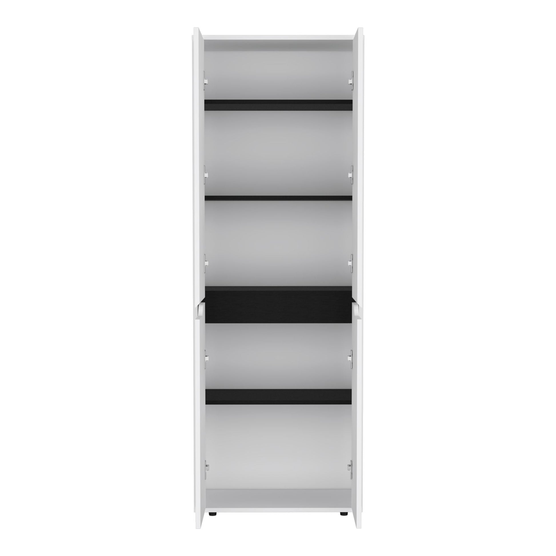 67"H Kitchen Storage Cabinet, with Four Doors and Five Interior Shelves,White/Black image 4