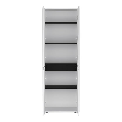 67"H Kitchen Storage Cabinet, with Four Doors and Five Interior Shelves,White/Black image 4