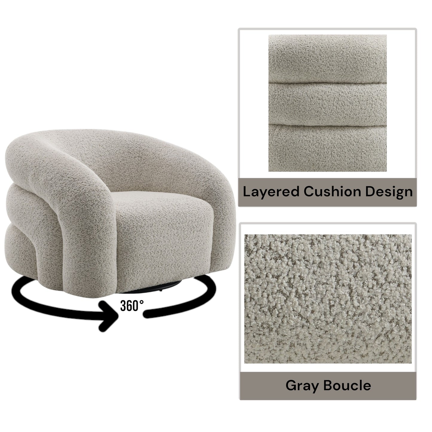 Irma Gray Boucle Chair W/Swivel image 5