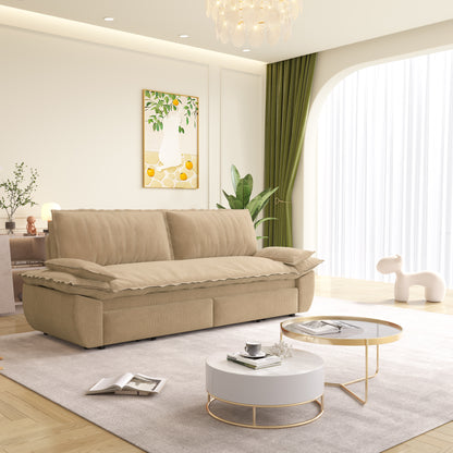 73.2" Queen Pull Out Sofa Bed,3-in-1 Convertible Sleeper Sofa,Multi-Functional Corduroy Loveseat Bed,Camel(Old sku:W1885S00234) image 8