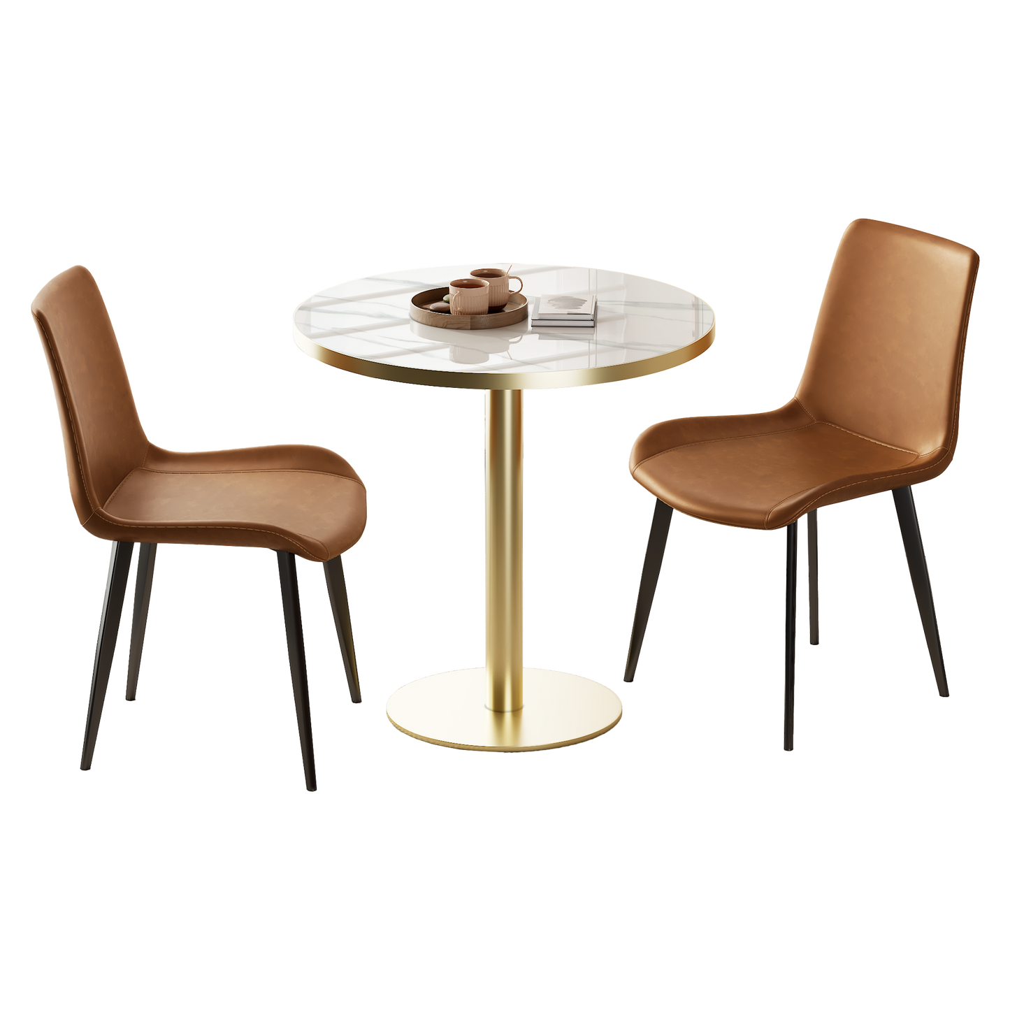 Dining Chairs 2PCS, Modern Kitchen & Dining Room Chairs, Upholstered Faux Leather Cushion Seat and Sturdy Metal Legs image 4