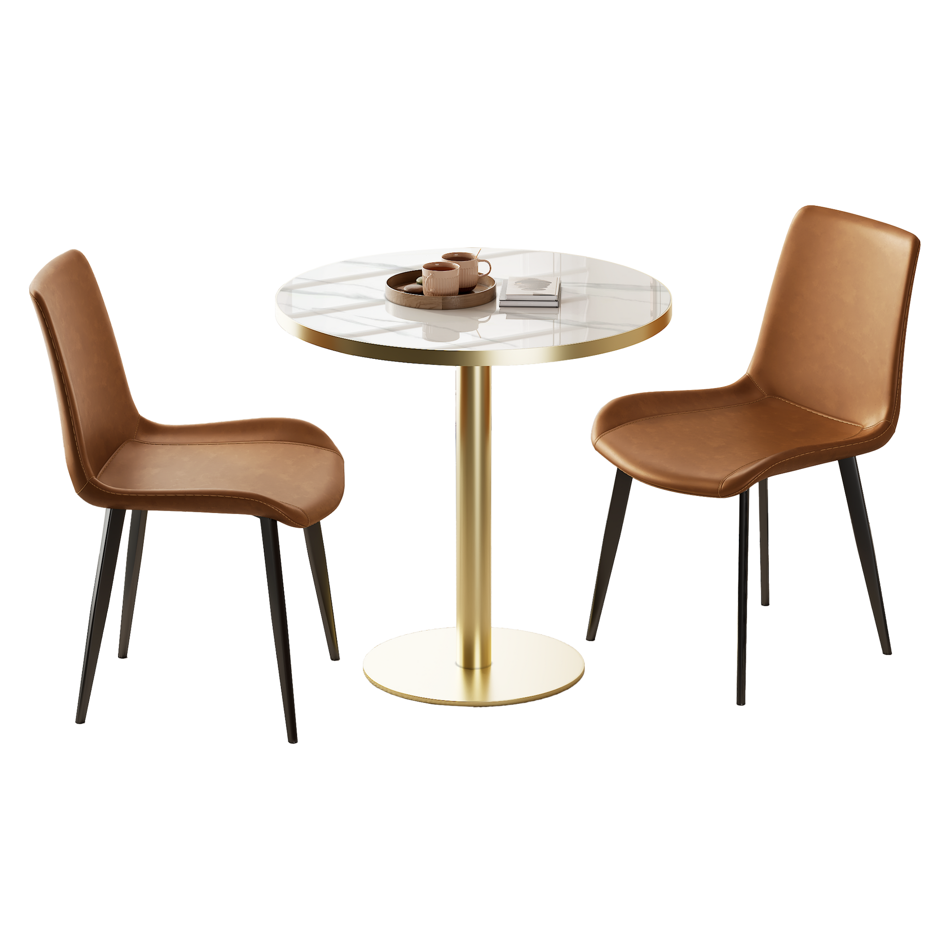 Dining Chairs 2PCS, Modern Kitchen & Dining Room Chairs, Upholstered Faux Leather Cushion Seat and Sturdy Metal Legs image 4