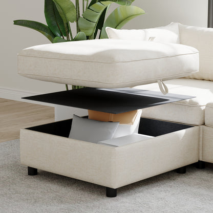 Armless Seat for Modular Sectional Sofa, Convertible Sofa Seat With Storage, Sleeper Sectional Sofa Set, Fabric Flexible Modular Combinations for Living Room(2PCS) image 9
