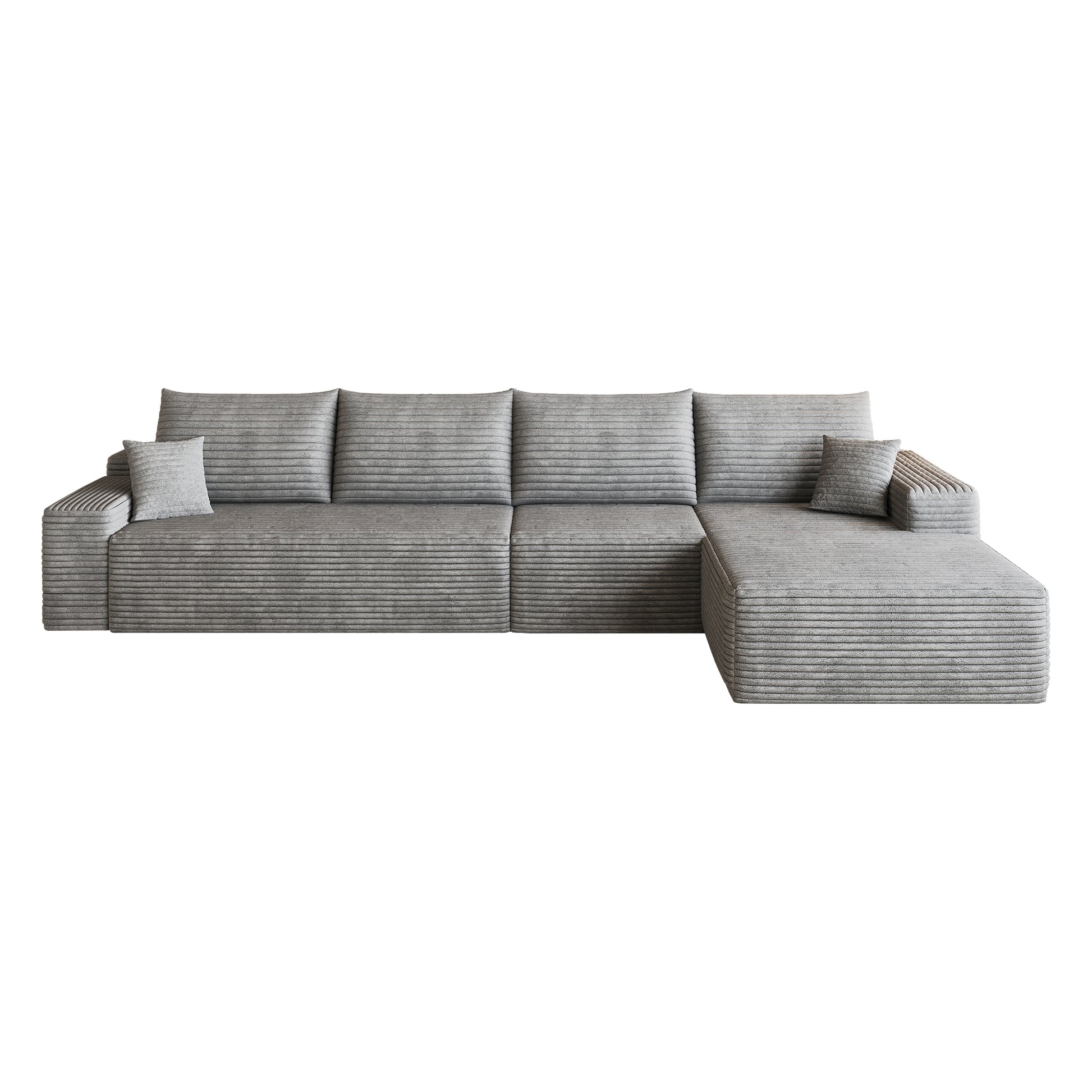 135" Cloud Sectional Couch with L-Shape Chaise,Modern Modular Sofa with Deep Seat, Upholstered Couches for Living Room Bedroom,No Assembly Required,Grey (Plush Corduroy Fabric) image 6