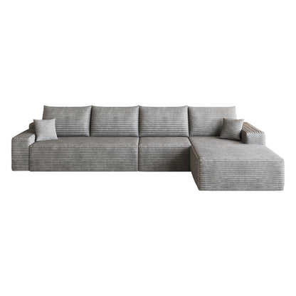135" Cloud Sectional Couch with L-Shape Chaise,Modern Modular Sofa with Deep Seat, Upholstered Couches for Living Room Bedroom,No Assembly Required,Grey (Plush Corduroy Fabric) image 6