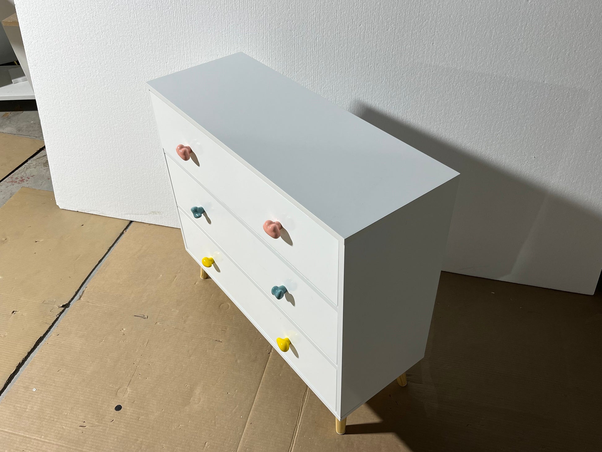 Kids 3 Drawer Dresser, Baby Nightstand for Bedroom, Storage Cabinet for Toddler Child for Living Room, Toddler Room, Nursery, Closet, Apartment (White) image 12