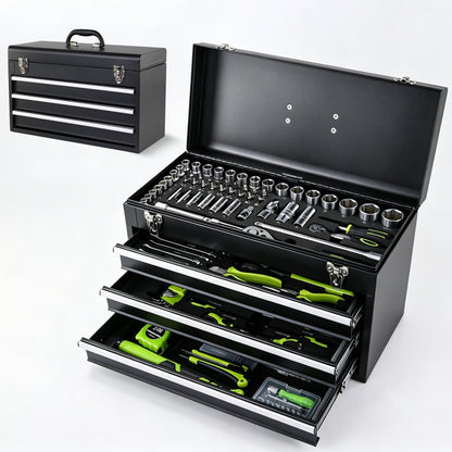465-Piece Mechanics Tool Set with 3-Drawer Heavy Duty Metal Box Repair Tool Kit image 1