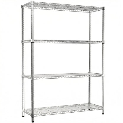 1400 Lbs 4-Shelf Storage Shelves,Wire Shelving Heavy Duty Metal Storage Shelving Unit Adjustable Garage Shelving Rack Pantry Kitchen (Chrome, 4 Tier,15.8" D x 45.3" W x 59.4" H) image 9